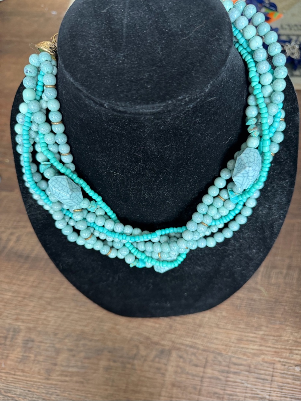 Source Unknown  Never worn Turquoise Color Multi-Strand Beaded Necklace